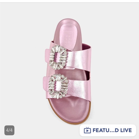 ShuShop Pink Sandals with Sunburst Embellishment - Picture 3 of 8